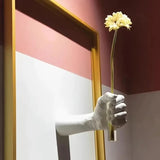 Popxstar Modern Geometric Resin Wall Vase Wall Mounted Vase Handmade Decorative Flowers for Room Decoration Vas Art Flower Decoration