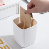 Popxstar  2pcs Bamboo-Like Plastic Desk Organizer with Pen Holder & Jewelry Storage - 3/4 Compartment Standalone Multi-Purpose Box