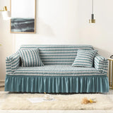 1/2/3/4 Seater Seersucker Sofa Slipcover with Skirt Universal Stretch Sofa Couch Slipcover Easy Fitted Chair Furniture Protector