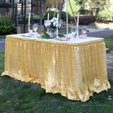 Popxstar Light Gold Sequin Table Skirt Tablecloth Glitter Sparkly Shimmer Rectangle Table Covers for Birthday Party Event Wedding Decor