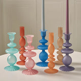 Popxstar 1pc Matte Glass Candle Holders Home Decoration Candlestick Birthday Candle Holder Dining Table Decoration Candle Home Decore