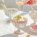 Pearl High Footed Yogurt Bowl Home High Beauty Dessert Ice Cream Cup Fruit Salad Bowl