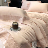 Popxstar  Lyocell Bamboo Fiber Luxury Embroidery Summer Quilt Soft Silky Thin Comforter Blanket With Bed Sheet Pillowcases Bedding Set
