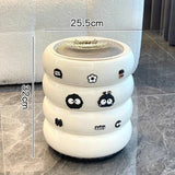 Popxstar  12L Doughnut Shape Wastebasket with Lid Wheel Recycle Bin Bedroom Living Room Kitchen Garbage Cube Cream Wind Cute Trash Can