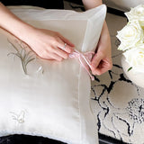 Popxstar  Chinese Style Orchid Embroidery Luxury Bedding Set 800TC Lyocell Silky Cooling Duvet Cover Flat/Fitted Bed Sheet Pillowcase 4Pcs