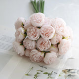 Popxstar 27 Heads Rose Pink Peony Artificial Flowers Silk Bouquet Roses Fake Flower for Table Vase Arrange Home Wedding Decoration Flower