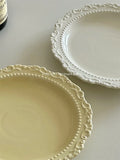 Popxstar French Relief Ceramic Plate Vintage Ceramic Dishes High-end Dining Dishes Dessert Western Cuisine Plate Serving Plates Tableware