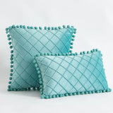 Premium Velvet Diamond Quilted Pillow Cover with Pom Design Sofa Pillow for Office Living Room 30x50cm 45x45cm Pillow Case