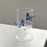 Popxstar Three-dimensional Butterfly Wine Glass Simple Round Glass Cup Creative Handmade Glass Wine Glasses  Champagne Cocktail Cup Gift