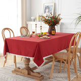 Popxstar Christmas Green Cotton Rectangle Tablecloth Tassel Washable Table Cover for Kitchen Dinning Picnic New Year Christmas Decoration