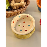 Popxstar  Instagram Style Yogurt Polka Dot Lace Bowl Cute Girlish Heart Breakfast Ceramic Home Oat Bowl
