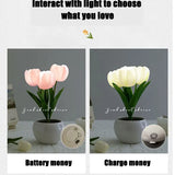 Popxstar Tulip Table Lamp LED Bedside Lamp Simulation Flower Bouquet Bedroom Bedside Romantic Atmosphere Birthday Gift Home Decoration