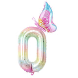 Popxstar  40Inch Colorful Gradient Number Balloon 0-9 Digit Foil Helium Balloon Butterfly Girl Birthday Party Decor Baby Shower Kids Gifts