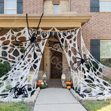 Popxstar Glow Dark Spider Web Garden Spider Web Glowing Halloween Spider Web Set Diy Fabric for Outdoor Haunted House Decoration Reusable