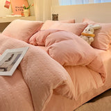 Popxstar  new 3D winter engraved thickened milk fleece double-sided fleece quilt cover coral fleece dormitory single quilt cover