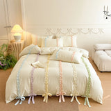 New INS Princess Style Bedding Sets Colorful Bow Quilt Cover Romantic Bedclothes Woman Girls Bedroom Duvet Cover 4pcs