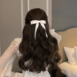 Popxstar Fashion Fabric Hair Bow Hairpin for Women Girls Ribbon Hair Clips Black White Bow Top Clip Female Hair Accessories