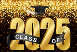 Popxstar Graduation Backdrop Congrats Gold Class of Grad Photocall Decoration Photography Background Photo Banner