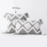 Popxstar  Throw Pillow Case  Decorative Tufted Cushion Cover Tassel Macrame Luxury Pillow Cover for Bed Sofa Couch Home Decor
