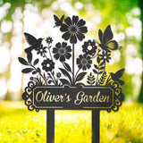 Popxstar  A Customizable Flower Sign And Stake, Metal Garden Sign, Garden Decoration, Personalized Gardening Gift, Garden Name Sign