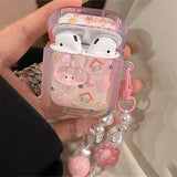 Popxstar Cute 3D Rabbit Headphones Case For AirPods 1 2 3 With Love Heart Beads Pendant Protective Shell Soft Cover For AirPods Pro 2
