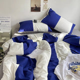 Popxstar Bed Linen Bed Sheets Set Stripes Dots Duvet Cover Set Quilt Cover Bed Sheet Quilt Sets Queen Size INS Blogger Comforter Sets