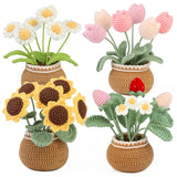 Crochet Flower Kit for Beginners With Instruction Knitting Yarn Thread Hook Needles Easy Knit Accessories Set DIY Craft