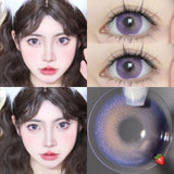 Popxstar 2PCS New Colored Contact Lenses Myopia Power Pink Lens -0.00 to -8.00 Amber Makeup for Eyes with Blue Lens