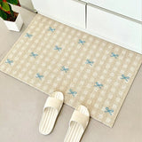 popxstar New Plaid Bow Knot Door Mat Korean Ins Waterproof Carpet Anti Slip Resistant To Dirt Silk Ring Mat PVC Bathroom Kitchen Carpet