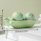 Popxstar  Ceramic Bean Pod Salt Pepper Shakers Set Cute Kitchen Condiment Jars Spoons Modern Dining Tableware Decorative Home Gift