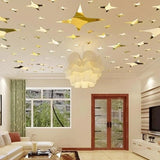 Popxstar 50Pcs Vogue Removable 3D Star Shape Mirror Effect Popular Home Decor Wall Art Decals Stickers
