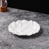 Popxstar  1PC Ceramic Dinner Plates for Home Pleated Texture Design Western Plates Japanese Style Dishes Good Looking Tableware