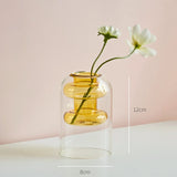 Popxstar Nordic Modern Double Wall Vase Creative Hydroponic Transparent Glass Vase Living Room Desktop Decor Art Ornament Home Decor