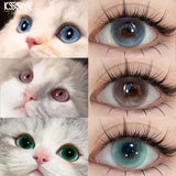 Popxstar  2PCS Colored Contact Lenses Korean Myopia Degree -0.00 to -8.00 Natural Lenseses Soft Lens Eye Beauty Pupil ﻿Green Lenses