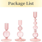 Popxstar 3Pcs Glass Candlestick Holders Glass Taper Candle Holders Groovy Wavy Elegant Candle Stick for Home Party Decoration