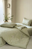 Popxstar  Flowers Embroidery Luxury Bedding Set 600TC Lyocell Bamboo Fiber Soft Silky Duvet Cover Flat/Fitted Bed Sheet Pillowcases 4Pcs