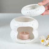 Popxstar  Detachable Ceramic Donut  Essential Oil Burner Waxes Melt Burner Warmer Candle Holder Tabletop Ornament Home Decor Yoga Spa Gift