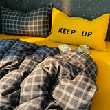 Popxstar  High Quality Beauty Bedding Set Plaid Duvet Cover Bed Sheet Set With Pillowcases Adult Dormitory Queen Size Winter Home Decor