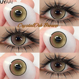 Popxstar 2PCS Color Contact Lenses with Prescription Natural Blue Contact Lens Brown Pupils Beauty Eyes Lenses CrystalOrb Series