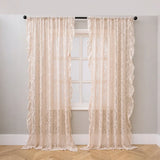 French Lace Gauze Curtains Princess-style Drapes for Living Room Dining Room Elegant Solid White Window Ruffled Tulle Curtains