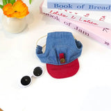 Adjustable Pet Visor Baseball Hat Multiple Patterns Denim Bow Bear Fruit Print Small Breed Dog Sun Protection Headwear