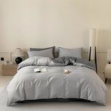 3pcs 100% Cotton Solid Color/two-color/striped/checkered Print Bedding, 1PC Duvet Cover 2PC Pillowcases Soft and Skin-friendly