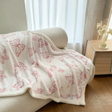 Popxstar  New double-layer cationic jacquard butterfly-dyed multi-functional blanket Tafu  lamb wool blanket