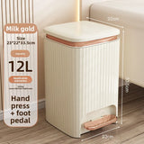 Popxstar  9/12L Wastebasket Pressing Type Recycle Bin with Pedal Lid Luxury Large Capacity Trash Bin Home Use Bathroom Kitchen Trash Can