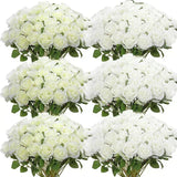 Popxstar 100 Pieces Artificial Roses Flowers Fake Silk Roses Bouquet for Table Centerpiece Vases Wedding Party Decor