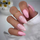 Popxstar  24pcs Wearable False Nail Spring Summer Short Oval Nails Art Colorful Flower Design Press on Nails Tips Finished Fake Nail Sets