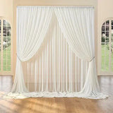 Popxstar  2pcs 5ft x10ft Chiffon Backdrop Curtains, 2 Layer Sheer Fabric Backdrop Drapes Drapes for Bridal Shower Wedding Arch Party Decor