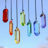 Popxstar  7pcs Crystal Suncatcher Prisms 3'' Indoor Window Hanging Ornament Rainbow Glass Prism Sun Catcher Decor for Home Garden Healing