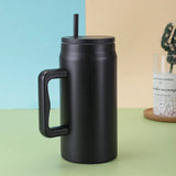50 Oz Giant Straw Cup 304 Stainless Steel Vacuum Insulated Cup Large Capacity Portable Handle Car Cup