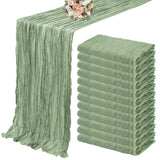 Popxstar 10PCS Set Semi-Sheer Gauze Wedding Table Runner Sage Green Cheesecloth Table Dining Party Christmas Banquets Arches Cake Decor